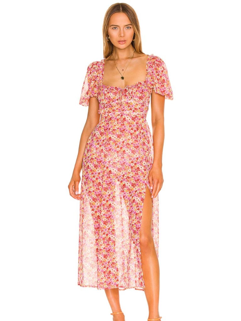 NWT For Love and Lemons Felicia Midi Dress — Red, Size Small | Never Worn, Tags